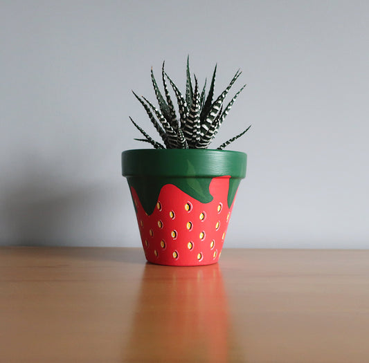 Handbemalter Blumentopf 'Erdbeere'